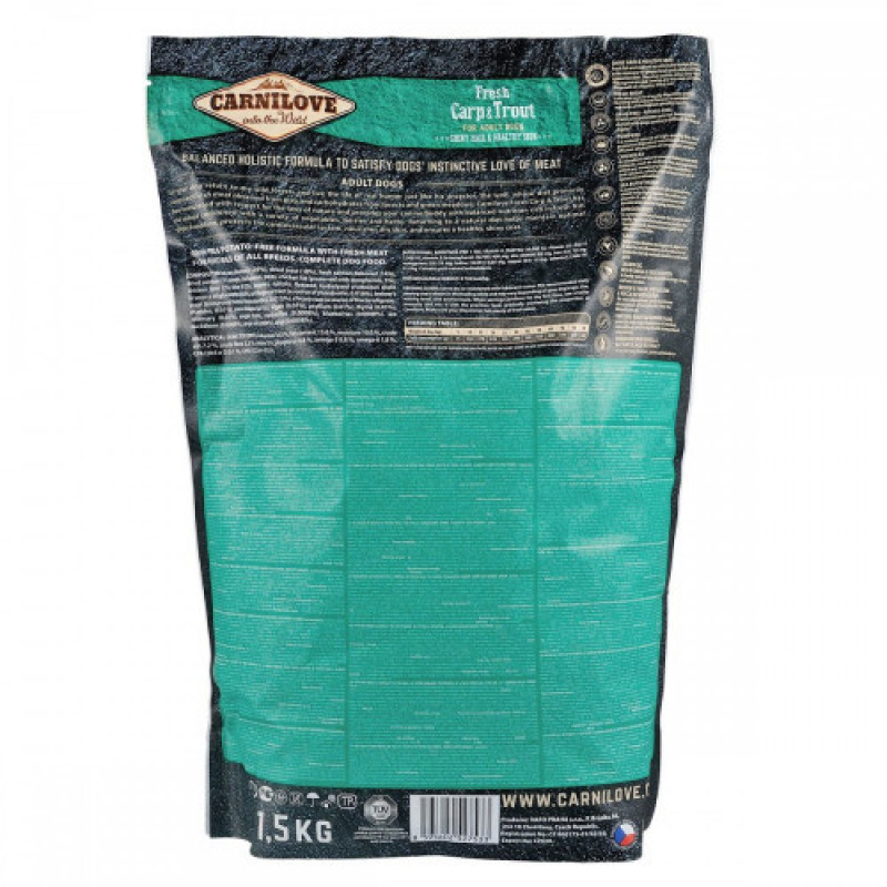 Корм сухий Carnilove Fresh Carp and Trout for Adult dogs для дорослих собак усіх порід з коропом та фореллю 1,5 кг