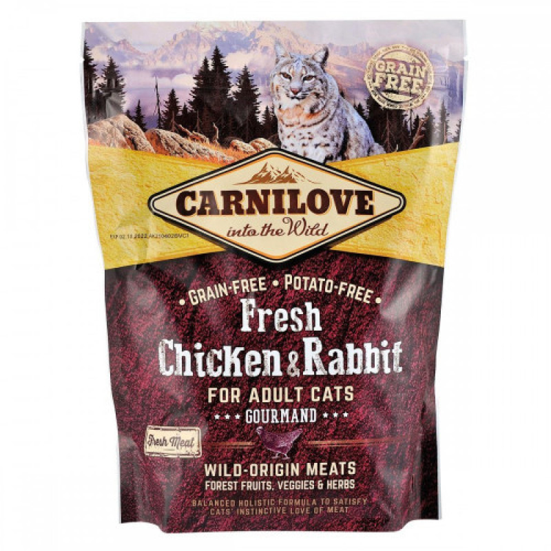 Корм сухий Carnilove Fresh Chicken and Rabbit Gourmand for Adult cats для дорослих котів з куркою та кроликом 400 г