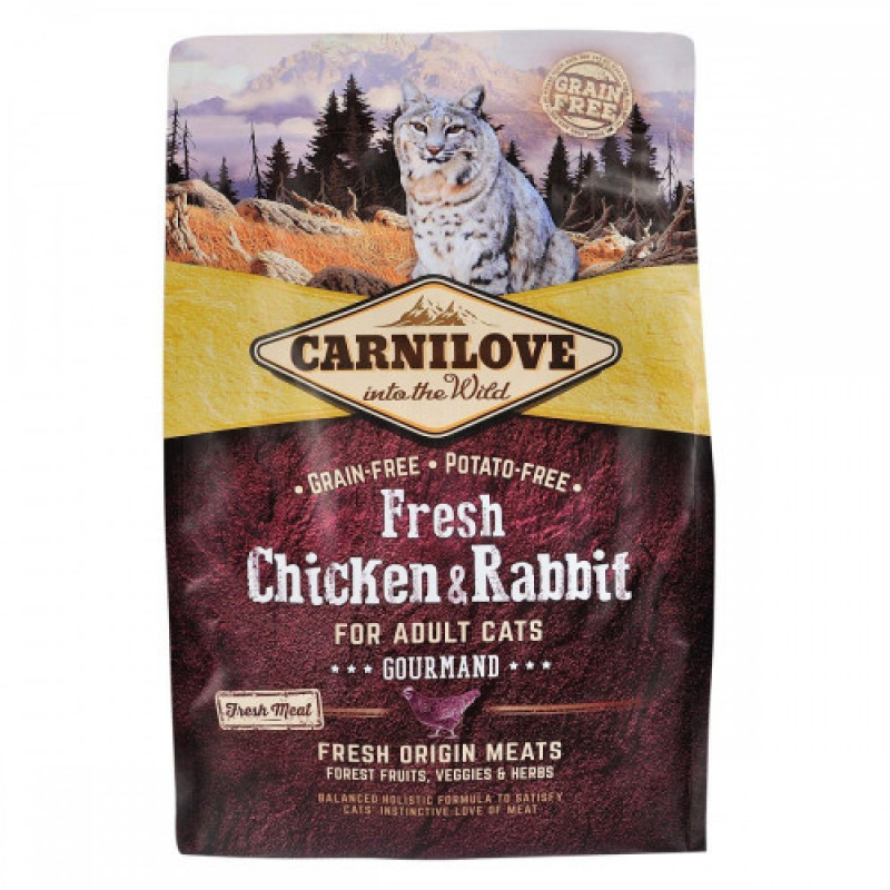 Корм сухий Carnilove Fresh Chicken and Rabbit for Adult Cats для дорослих котів з куркою та кроликом 2 кг