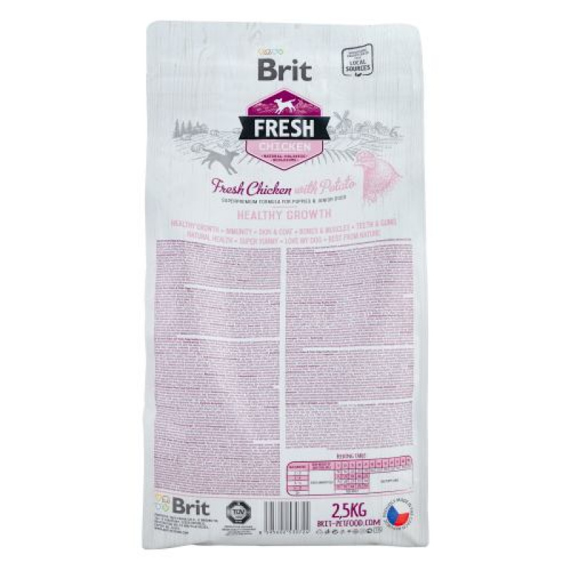Сухий корм Brit Fresh для цуценят та молодих собак всіх порід, з куркою та картоплею, 2,5 кг