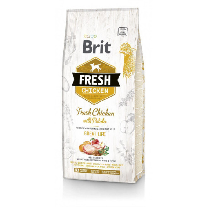 Корм сухий Brit Fresh Chicken/Potato Adult для дорослих собак всіх порід з куркою та картоплею 12 кг
