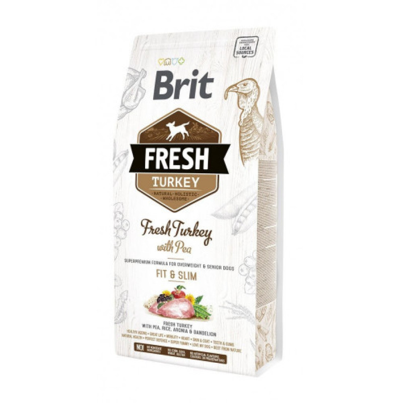 Корм сухий Brit Fresh Turkey/Pea Fit and Slim для собак похилого віку і зайвою вагою з індичкою та горохом 2,5 кг