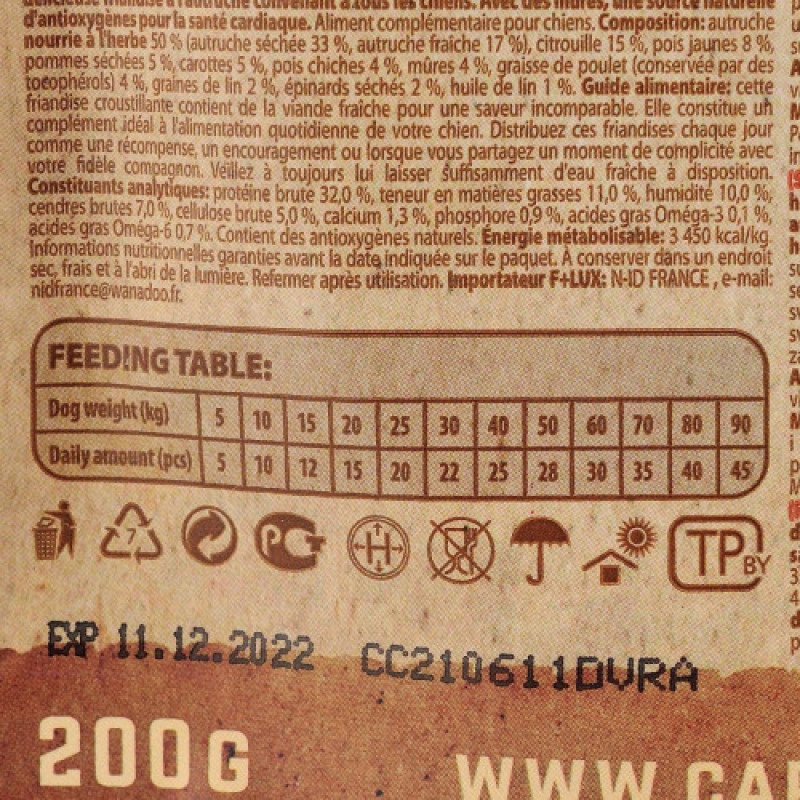 Ласощі Carnilove Dog Crunchy Snack Ostrich with Blackberries для собак для здоров я серця зі страусом та ожиною 200 г