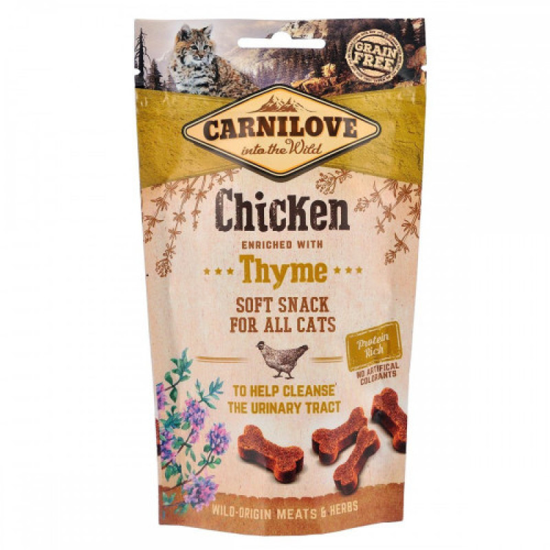 Ласощі Carnilove Cat Semi Moist Snack Chicken with Thyme для котів для здоров я сечовивідних шляхів з куркою та чебрецем 50 г