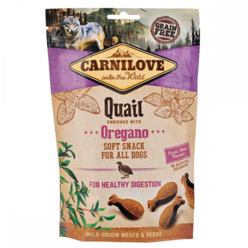 Ласощі Carnilove Dog Semi Moist Snack Quail with Oregano для собак для здорового травлення з перепелом та орегано 200 г