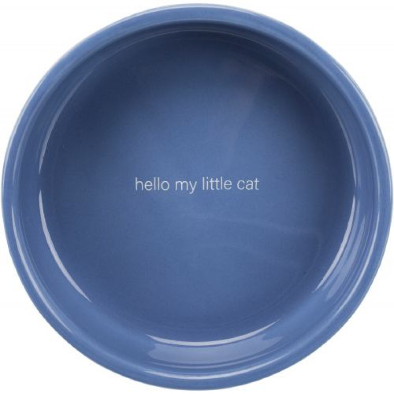 Миска Trixie для котів коротконосих порід, керамічна, 15 см, 300 мл (світло-синя/біла)
