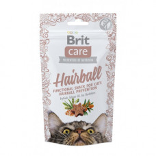 Ласощі Brit Care Functional Snack Hairball д/котів для виведення шерсті з качкою 50 г