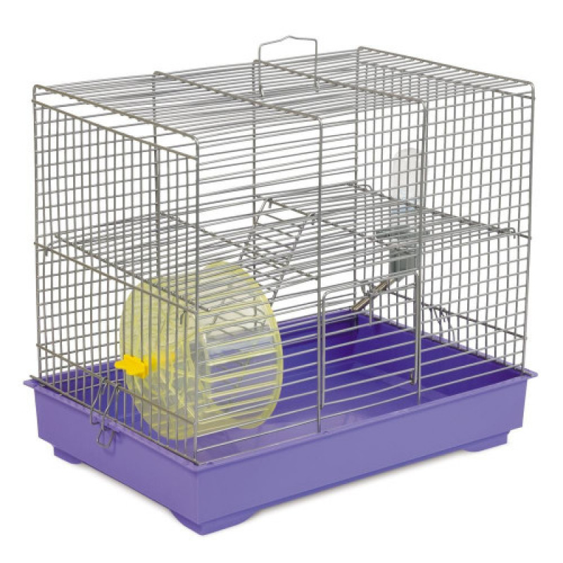 Клітка Природа Міккі для дрібних декоративних гризунів з колесом хром/фіолетова 37x25x30 см