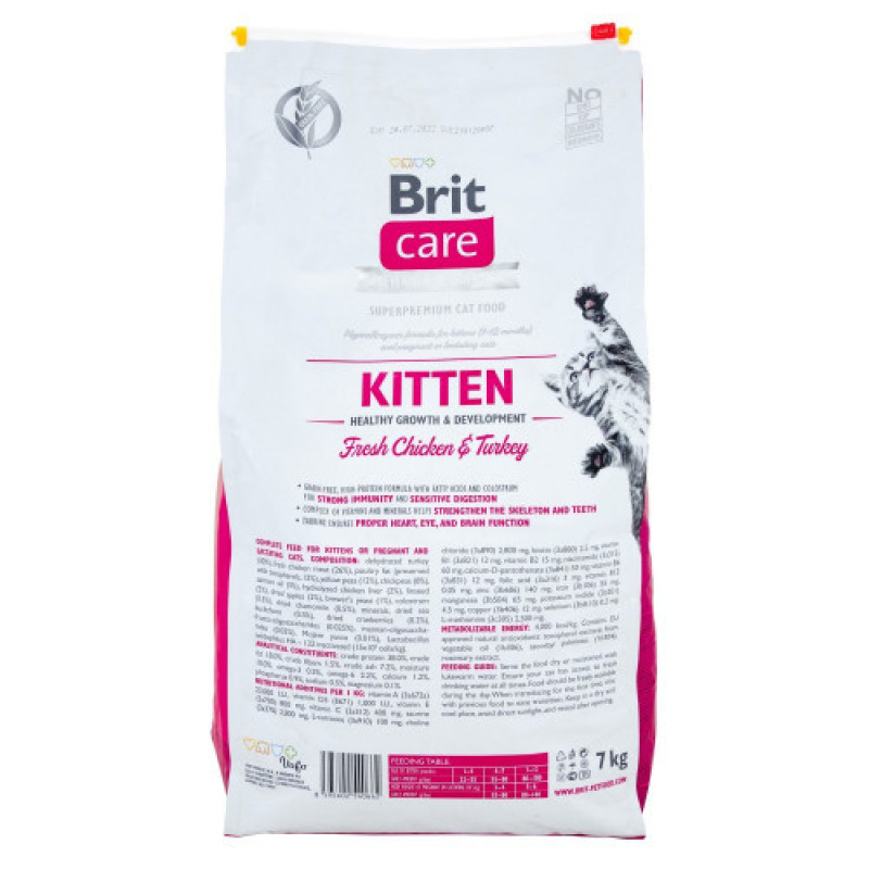 Корм сухий Brit Care Cat Grain Free Kitten Healthy Growth and Development для кошенят для здорового зростання та розвитку 7 кг