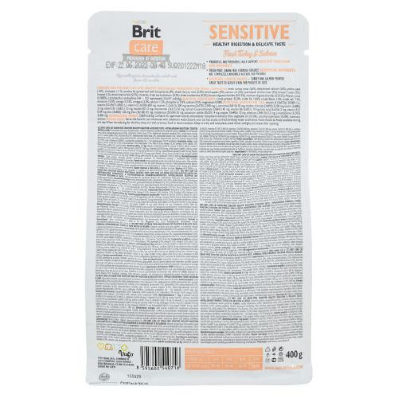 Сухий корм Brit Care Cat GF Sensitive HDigestion & Delicate Taste для котів з чутливим травленням, індичка та лосось, 400 г