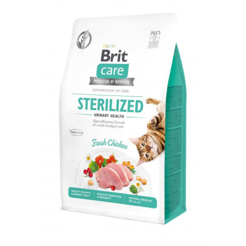 Корм сухой Brit Care Cat Grain Free Sterilized Urinary Health для стерилізованих котів для підтримання сечостатевої системи з куркою 400 г