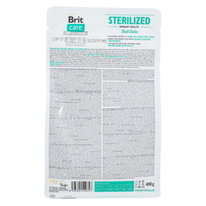 Корм сухой Brit Care Cat Grain Free Sterilized Urinary Health для стерилізованих котів для підтримання сечостатевої системи з куркою 400 г