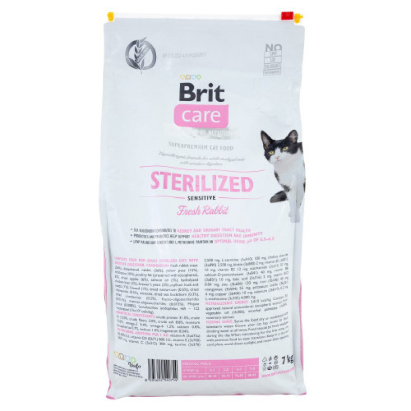 Корм сухий Brit Care Cat Grain Free Sterilized Sensitive для стерелізованих котів з чутливим травленням з кроликом 7 кг