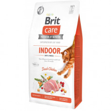 Корм сухий Brit Care Cat Grain Free Indoor Anti-stress для дорослих домашніх котів гіпоалергенний з куркою 7 кг