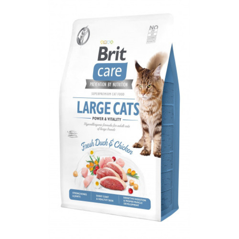 Корм сухий Brit Care Cat Grain Free Large Power Vitality для дорослих котів великих порід з качкою та куркою 2 кг