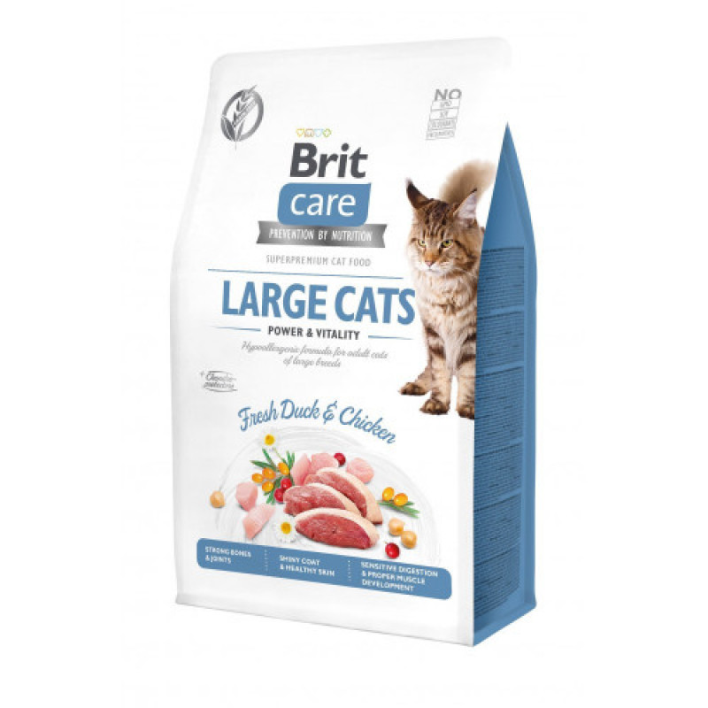 Корм сухий Brit Care Cat Grain Free Large Power Vitality для дорослих котів великих порід з качкою та куркою 400 г