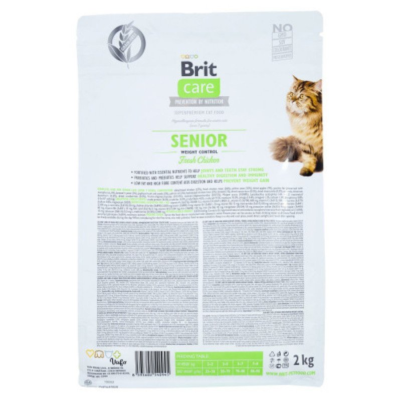 Корм сухий Brit Care Cat Grain Free Senior Weight Control для котів похилого віку з надмірною вагою з куркою 2 кг