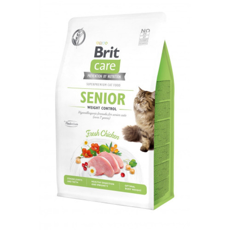 Корм сухий Brit Care Cat Grain Free Senior Weight Control для котів похилого віку з надмірною вагою з куркою 400 г