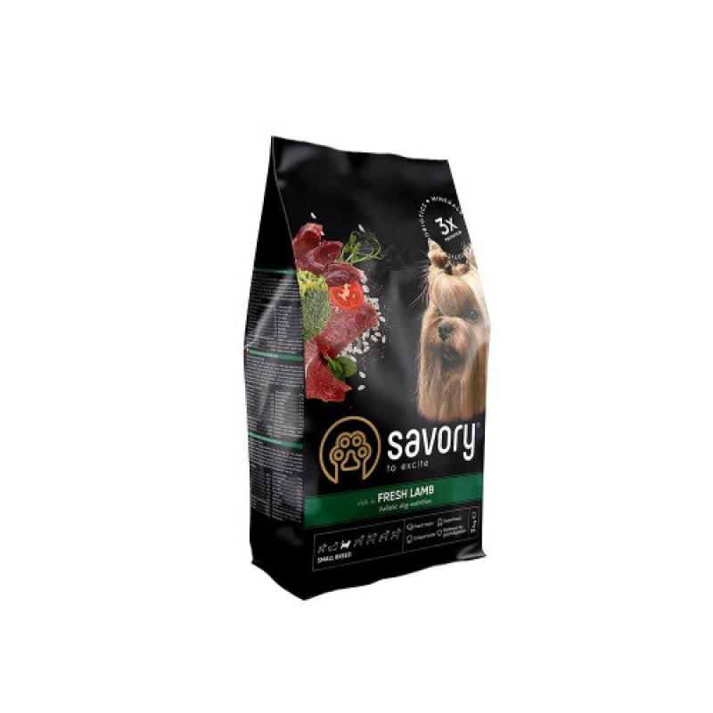 Корм сухий Savory Small Breeds rich in Fresh Lamb для дорослих вибагливих собак малих порід до 10 кг зі свіжим ягням 3 кг