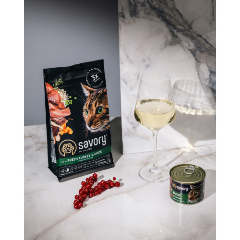 Корм сухий Savory Adult Cat Gourmand Fresh Turkey and Duck для дорослих котів зі свіжою індичкою і качкою 400 г