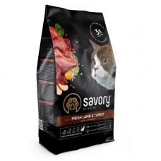 Корм сухий Savory Adult Cat Sensitive Digestion Fresh Lamb and Turkey для дорослих котів з чутливим травленням зі свіжою ягнятиною та індичкою 400 г