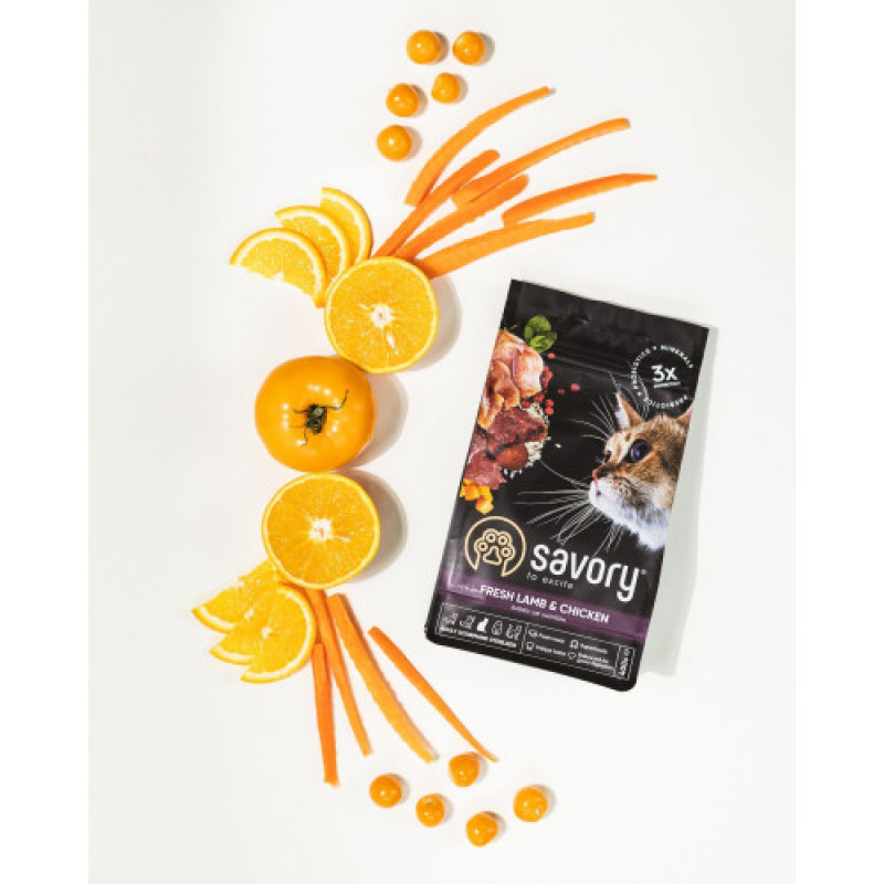 Корм сухий Savory Adult Cat Steril Fresh Lamb and Chicken для стерилізованих котів з ягнятиною та куркою 2 кг