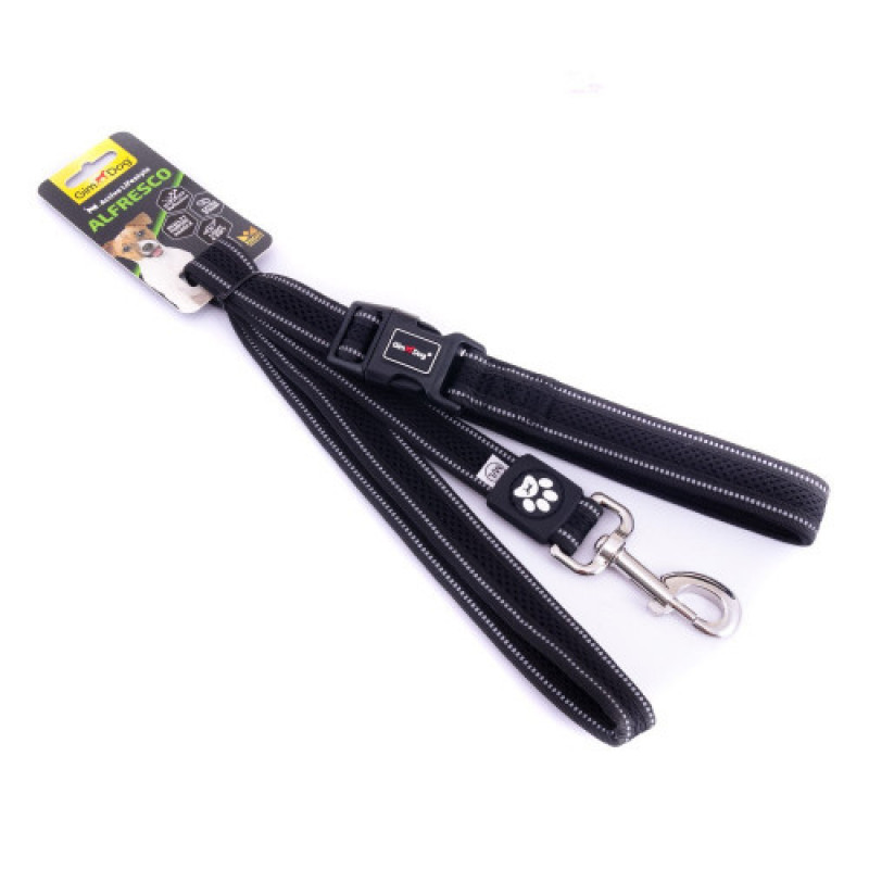 Повідець GimDog для собак Alfresco чорний неопрен/фліс 120 см/25 мм