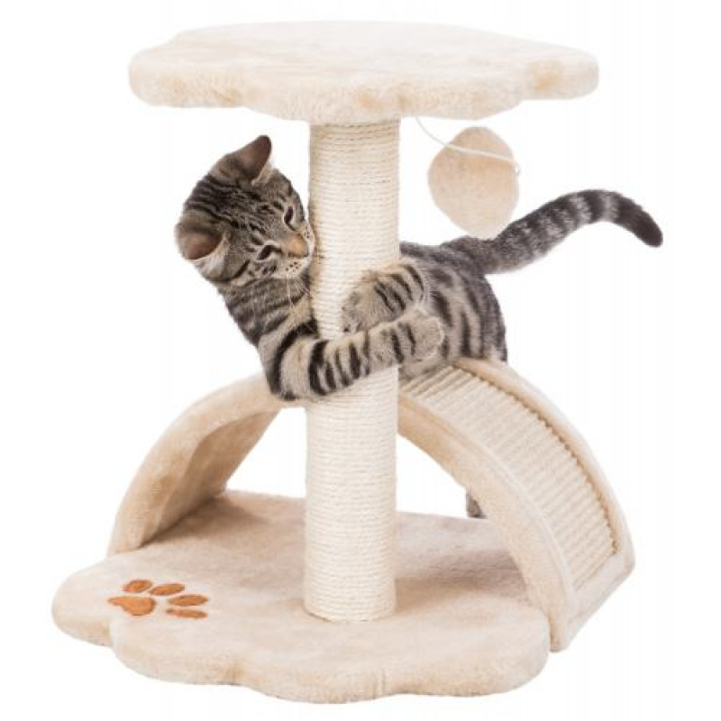 Дряпка Trixie Junior Vitoria для котів з іграшкою на мотузці сизаль/плюш бежева 36х36х43 см