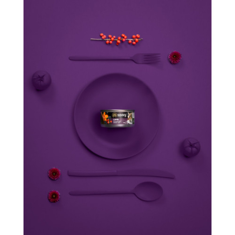 Корм вологий Savory Cat Can Adult Sterilised консерви для стерилізованих котів з ягням 100 г