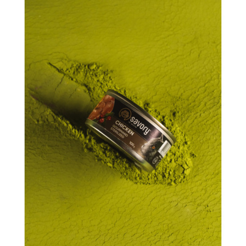 Корм вологий Savory Cat Can Adult Sterilised консерви для стерилізованих котів з куркою 100 г