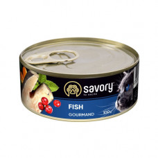 Корм вологий Savory Cat Can Adult Fish консерви для вибагливих котів з рибою 100 г