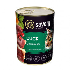 Корм вологий Savory Cat Can Adult Duck консерви для вибагливих котів з качкою 400 г