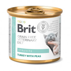 Вологий корм Brit Grain Free Veterinary Diets Struvite для котів при лікуванні та для профілактики сечокам яної хвороби з індичкою та горохом 200 г