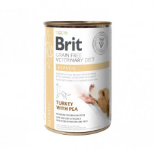 Вологий корм Brit Grain Free Veterinary Diets Hepatic для собак для підтримки функцій печінки при печінковій недостатності з індичкою та горохом 400 г
