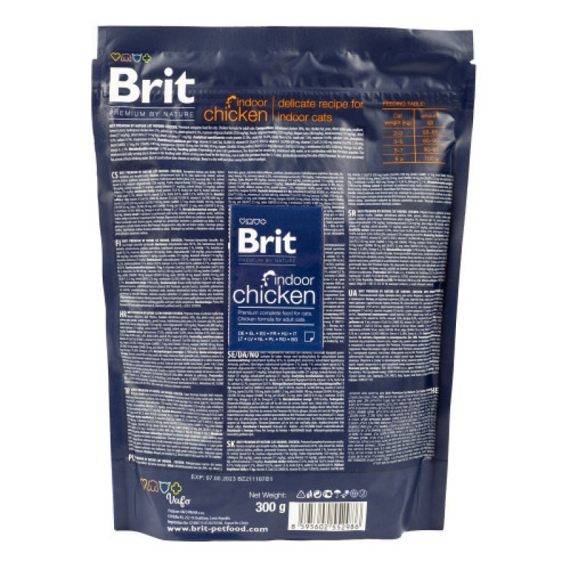 Корм сухий Brit Premium Cat by Nature Indoor для дорослих домашніх котів з куркою 300 г