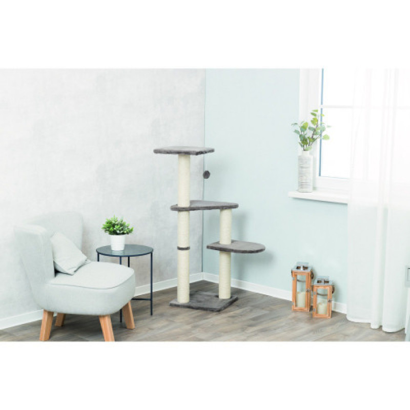 Дряпка-комплекс Trixie Altea для котів з іграшкою на мотузці сизаль/плюш сіра 40х40х117 см