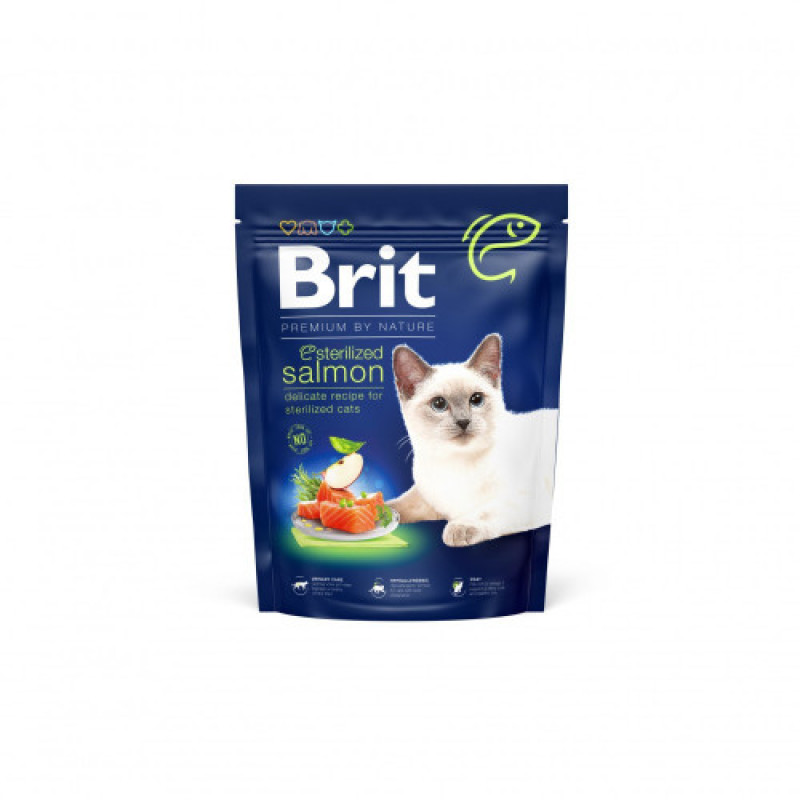Корм сухий Brit Premium by Nature Cat Sterilized Salmon для стерилізованих котів з лососем 300 г