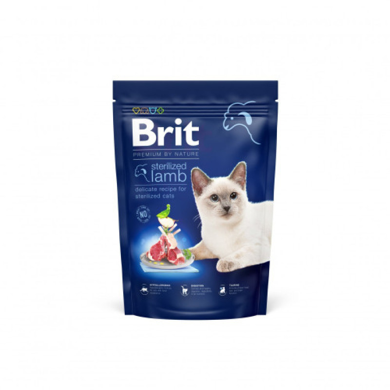Корм сухий Brit Premium by Nature Cat Sterilized Lamb для стерилізованих котів з ягням 800 г