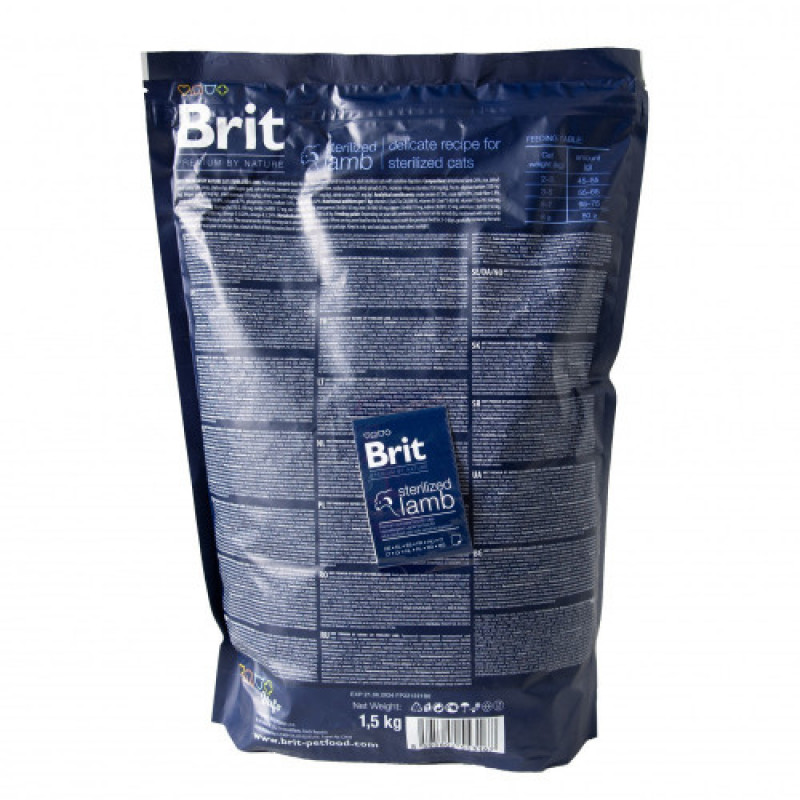 Корм сухий Brit Premium by Nature Cat Sterilized Lamb для стерилізованих котів з ягням 1,5 кг