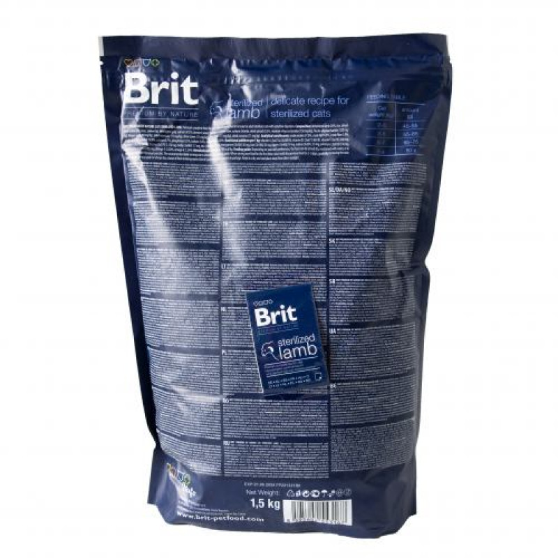 Сухий корм Brit Premium Cat by Nature Sterilized Lamb для стерилізованих котів, з ягням, 1500 г