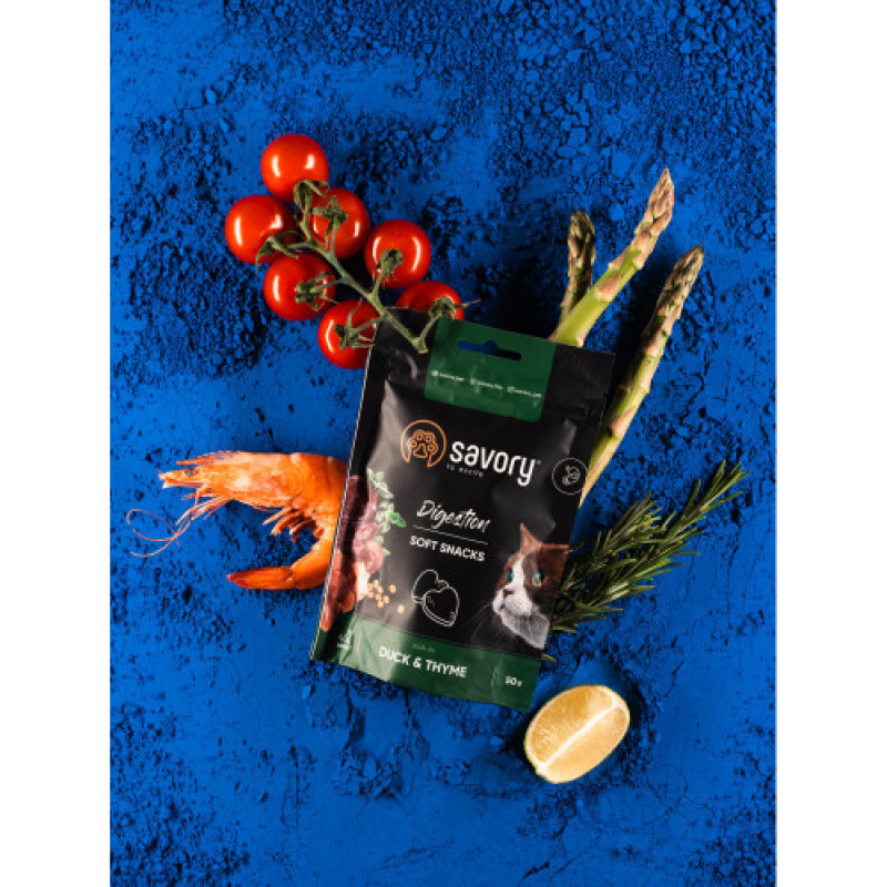 М які ласощі Savory для покращення травлення котів, качка та чебрець