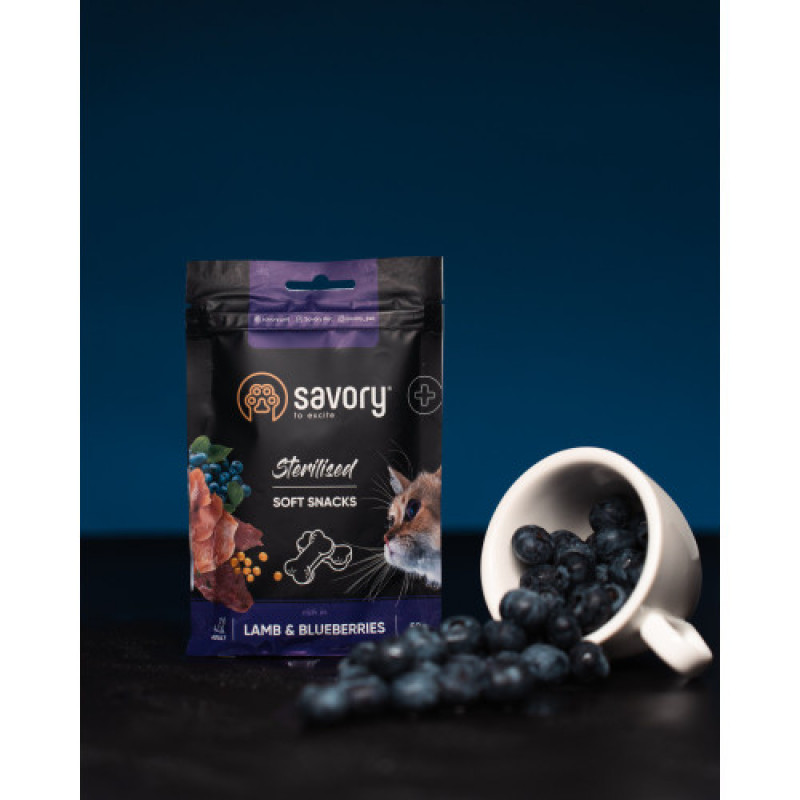 М які ласощі Savory для здоров’я стерилізованих котів, ягня та чорниці