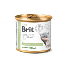 Вологий корм Brit Grain Free Veterinary Diets Diabetes для котів із цукровим діабетом з ягням та зеленим горошком 200 г