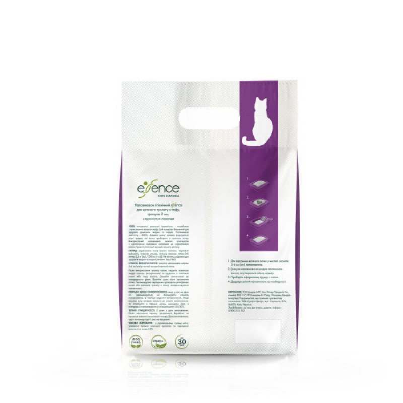 Наповнювач гігієнічний Essence для котячого туалету натуральний з тофу з ароматом лаванди гранула 2 мм 6 л