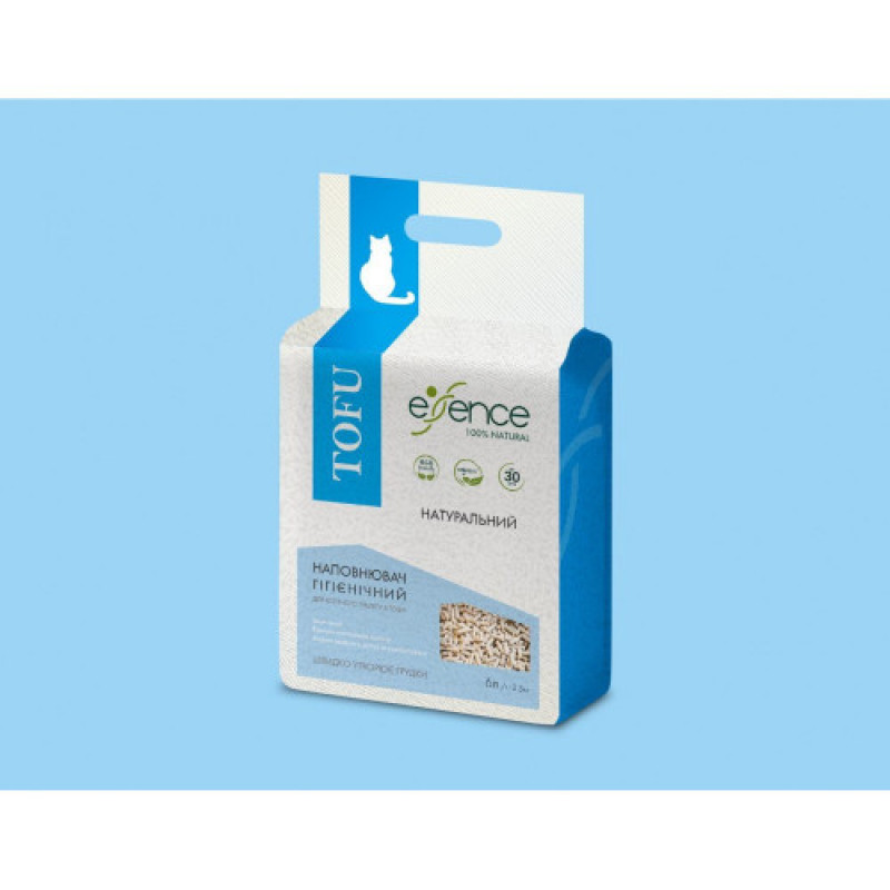 Наповнювач гігієнічний Essence для котячого туалету натуральний з тофу гранула 3 мм 6 л