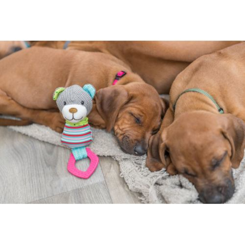 Іграшка Trixie Junior Ведмідь для собак, з кільцем зі звуком, 23 см (текстиль/плюш)