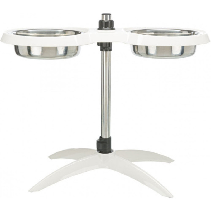 Миски Trixie для собак на регульованій підставці білі меламін/метал 2х2,4 л 25 см