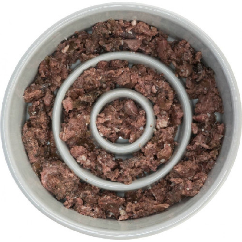 Миска Trixie для собак Повільне годування сіра/блакитна кераміка 900 мл 17 см