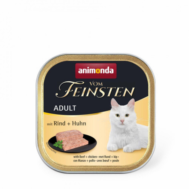 Корм вологий Vom Feinsten Adult with Beef Chicken для котів з яловичиною і куркою 100 г
