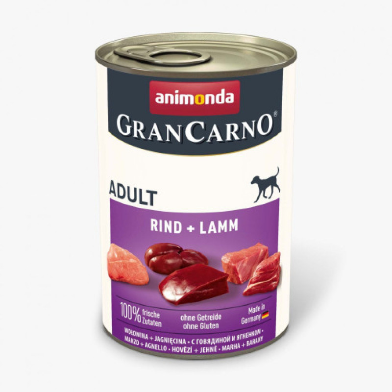 Корм вологий GranCarno Adult Beef Lamb для дорослих собак з яловичиною і ягнятиною 400 г